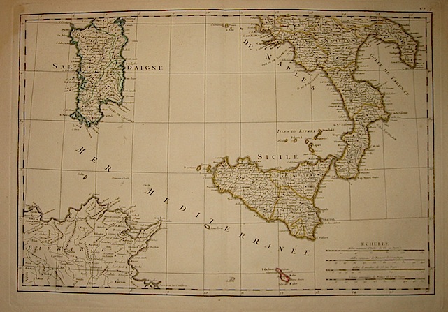Rizzi Zannoni Giovanni Antonio (L'Italie divisée en ses differens Etats... partie meridionale) 1762 Parigi